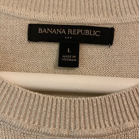 Banana Republic Crew Neck Pullover - Size Large - Silver Metallic - Picture 2 of 6